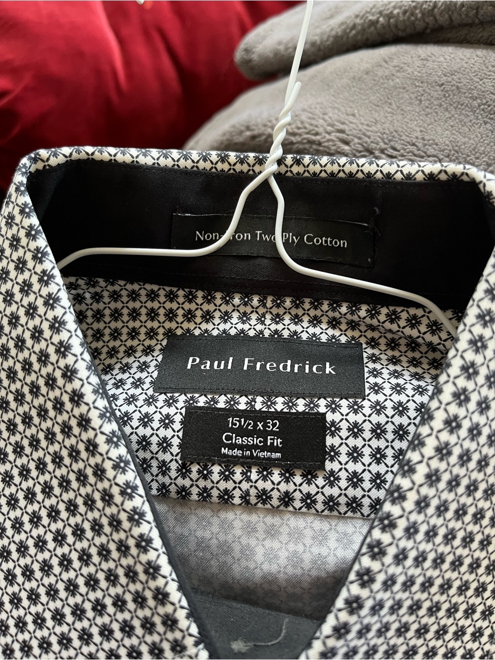Paul Fredrick Black and White Patterned Classic Fit Dress Shirt